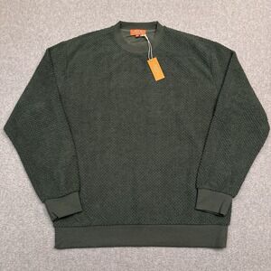 NEW Negative Space‎ Textured Sweater Mens Large Green Waffle Cord Soft Crewneck